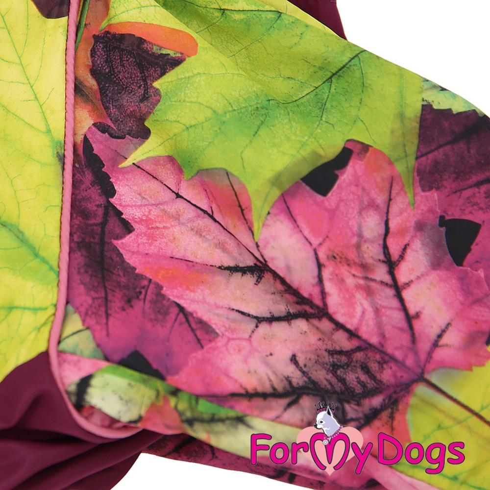ForMyDogs Дождевик BIG "Листья" бордовый для девочек 304/3SS-2018 F (A3)