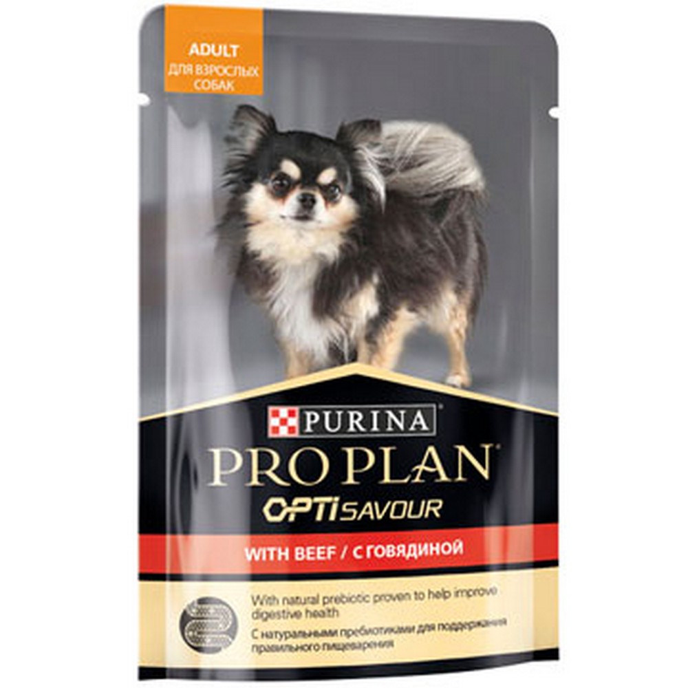 Влажный корм Purina Pro Plan OPTISAVOUR для взрослых собак, Говядина (пауч) 100гр (Редактировать)