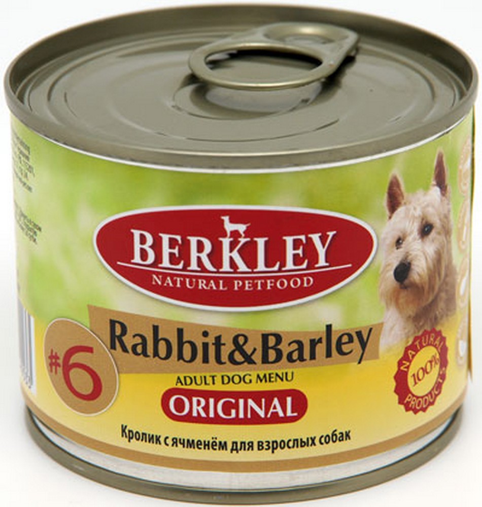BERKLEY Консервы для собак №6 Кролик с ячменём 200гр (Редактировать)