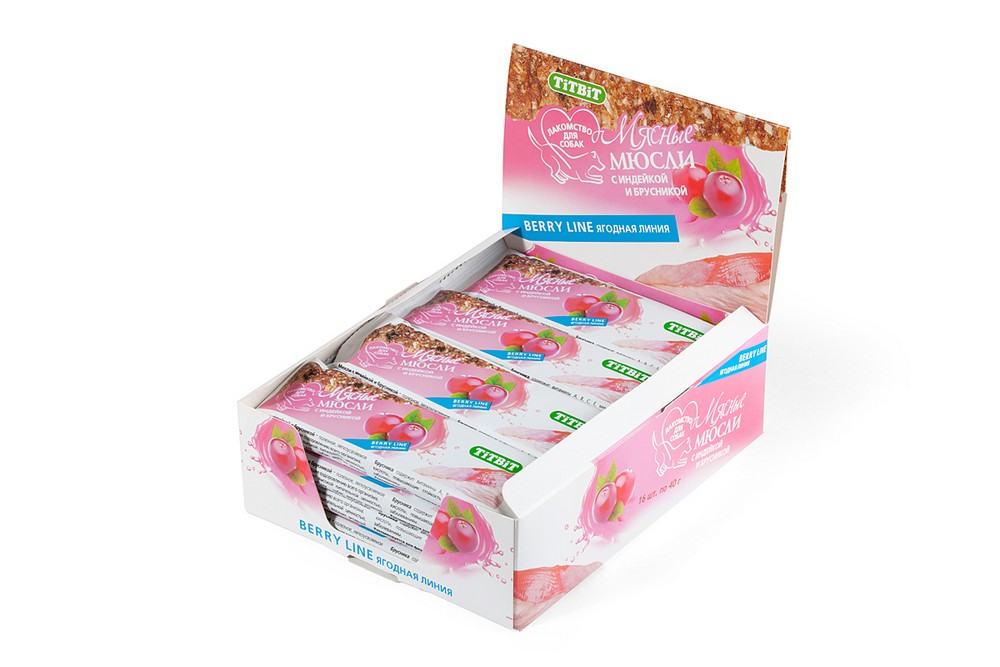 TITBIT Мюсли Berry с индейкой и брусникой (16 шт) (Редактировать)