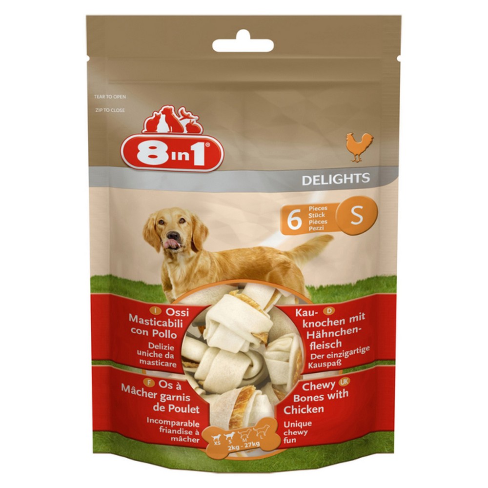 8in1 DELIGHTS S косточки с куриным мясом для мелких и средних собак 11 см 6 шт (пакет) (Редактировать) 8in1 DELIGHTS S косточки с куриным мясом для мелких и средних собак 11 см 6 шт (пакет) (Редактировать)