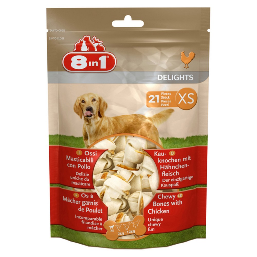 8in1 DELIGHTS XS косточки с куриным мясом для мелких собак 7,5 см 21 шт (пакет) (Редактировать) 8in1 DELIGHTS XS косточки с куриным мясом для мелких собак 7,5 см 21 шт (пакет) (Редактировать)