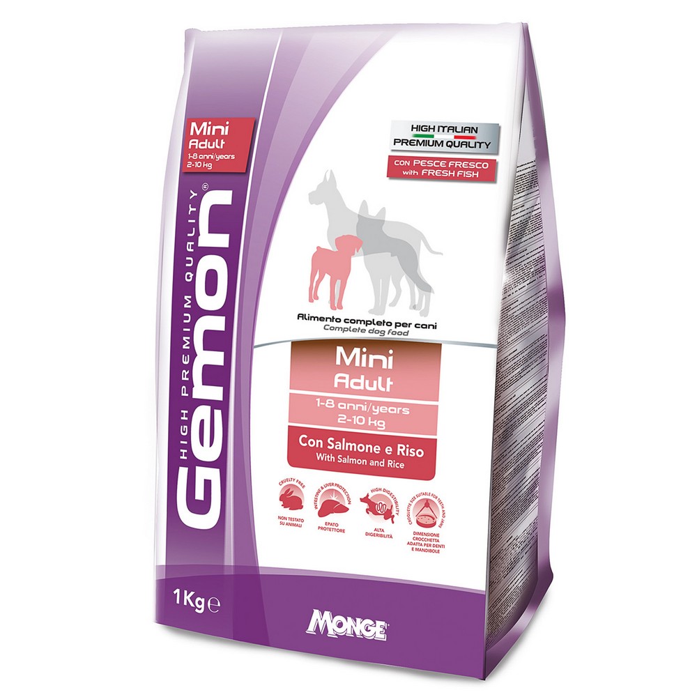 Gemon Dog Mini Корс для зрослых собак мелких пород Лосось с рисом (1 кг)