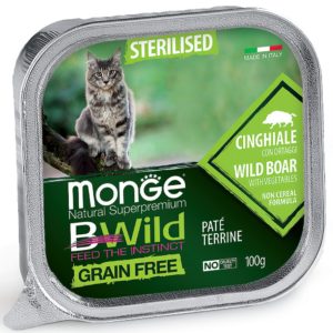 Monge Cat BWild GRAIN FREE Консервы из мяса дикого кабана с овощами для стерилиз. кошек (ламистер) (100 г)