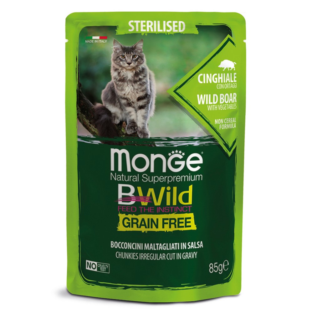 Monge Cat BWild GRAIN FREE Консервы из мяса дикого кабана с овощами для стерилиз. кошек (ламистер) (100 г) Monge Cat BWild GRAIN FREE Консервы из мяса дикого кабана с овощами для стерилиз. кошек (ламистер) (100 г)