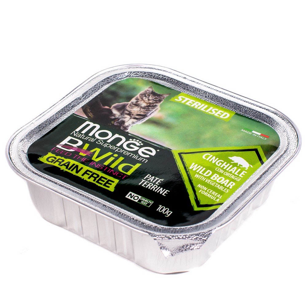 Monge Cat BWild GRAIN FREE Консервы из мяса дикого кабана с овощами для стерилиз. кошек (ламистер) (100 г) Monge Cat BWild GRAIN FREE Консервы из мяса дикого кабана с овощами для стерилиз. кошек (ламистер) (100 г)
