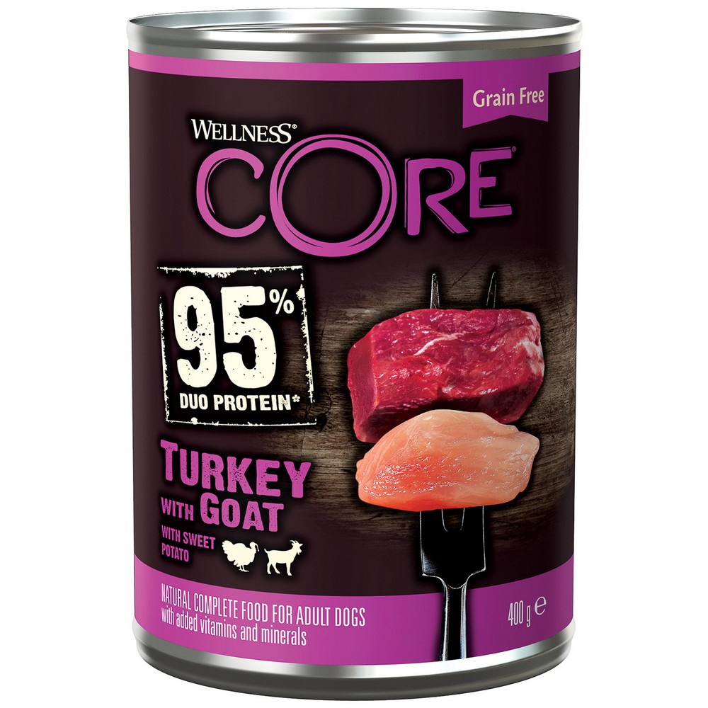 CORE 95 консервы из индейки с козлятиной и сладким картофелем для взрослых собак 400 г (400 г)