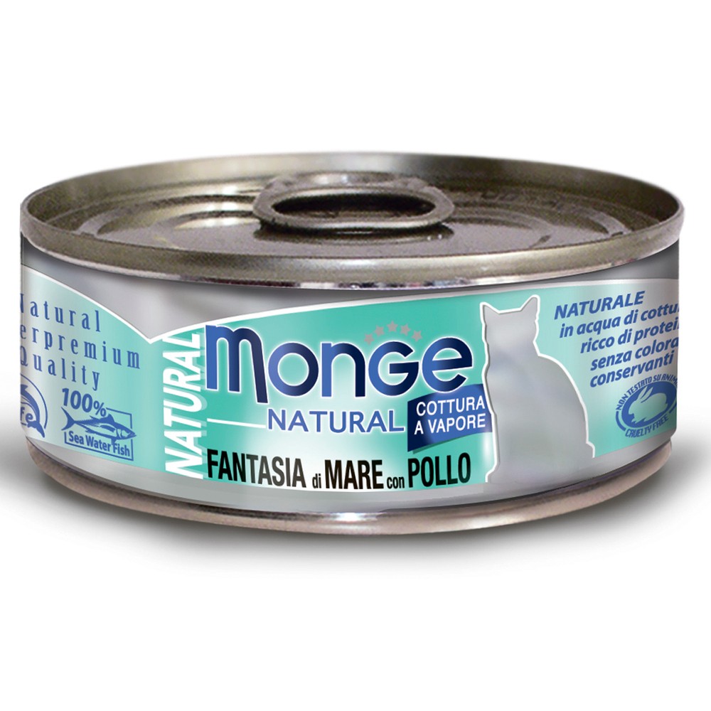 Monge Cat Natural консервы для кошек морепродукты с курицей (80г)