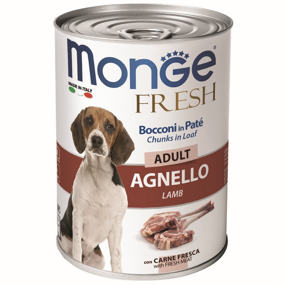 Monge Dog Fresh Chunks in Loaf консервы для собак мясной рулет Ягненок (банка) (400 г)