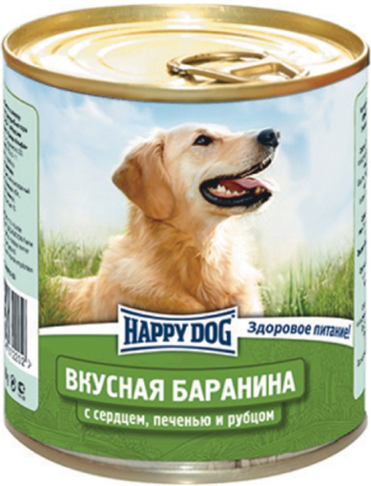 HAPPY DOG Консервы для собак Баранина с сердцем, печенью и рубцом с рисом 750гр (750 г)