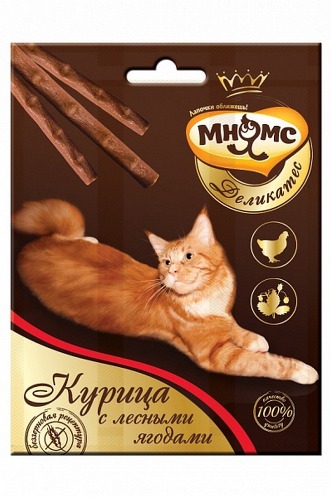 Мнямс Деликатес лакомые палочки 9 см для кошек с курицей и лесными ягодами 3х4 г (12 г)