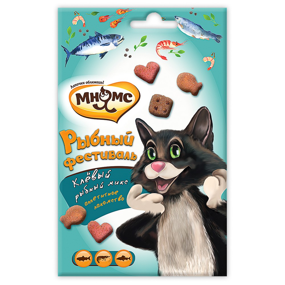 Мнямс Рыбный фестиваль для кошек (лосось, креветки, форель) 50 г (50 г) Мнямс Рыбный фестиваль для кошек (лосось, креветки, форель) 50 г (50 г)