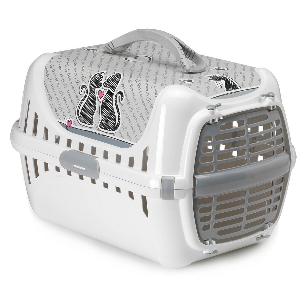 Moderna Cats in Love переноска 49x32x30h см с пластиковой дверцей, серая (30003) (49х32х30 см)