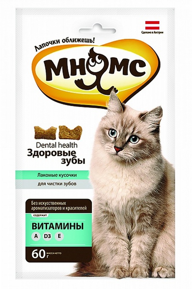 Мнямс хрустящие подушечки для кошек "Здоровые зубы" 60 г (60 г)