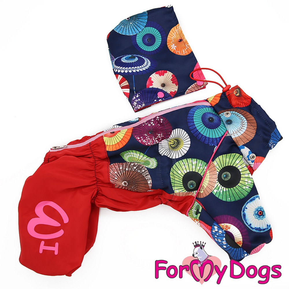 ForMyDogs Дождевик "Зонтики" сине/красный для девочек