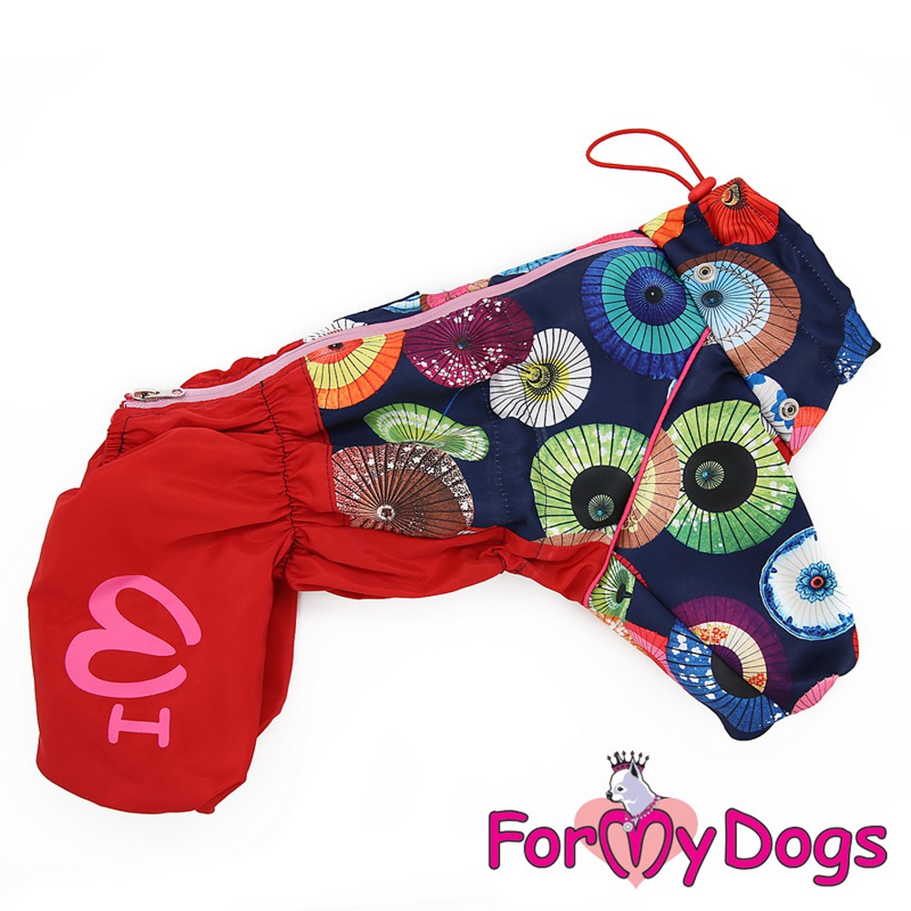 ForMyDogs Дождевик "Зонтики" сине/красный для девочек