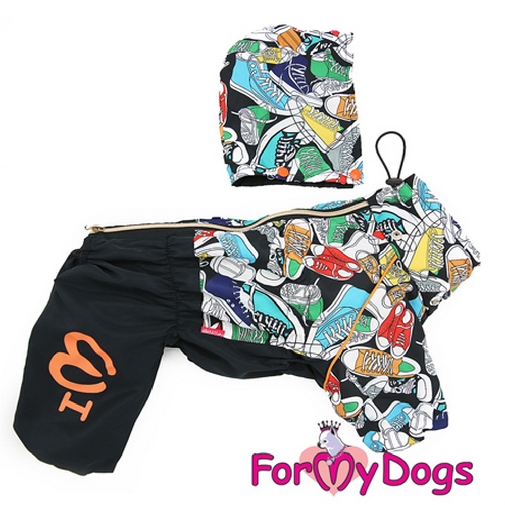 ForMyDogs Дождевик "Кеды" черный для мальчиков