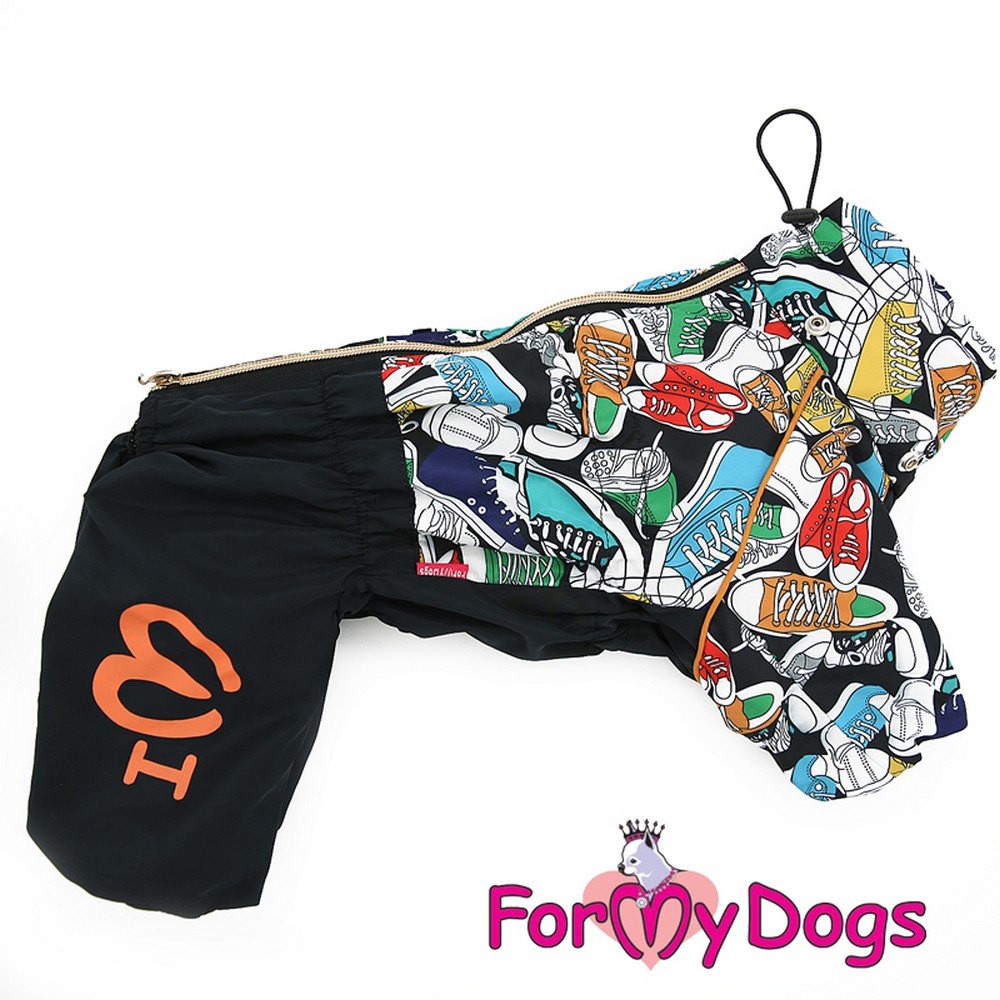 ForMyDogs Дождевик "Кеды" черный для мальчиков