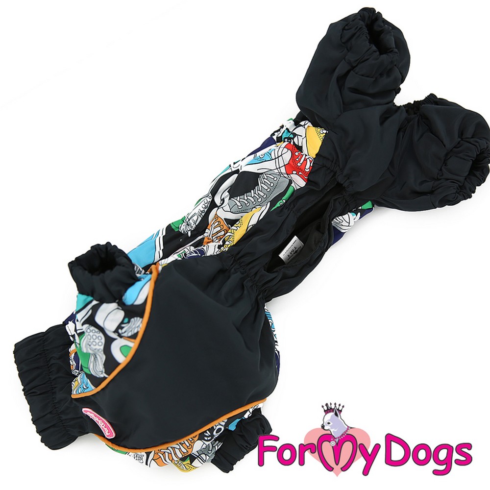 ForMyDogs Дождевик "Кеды" черный для мальчиков таксы