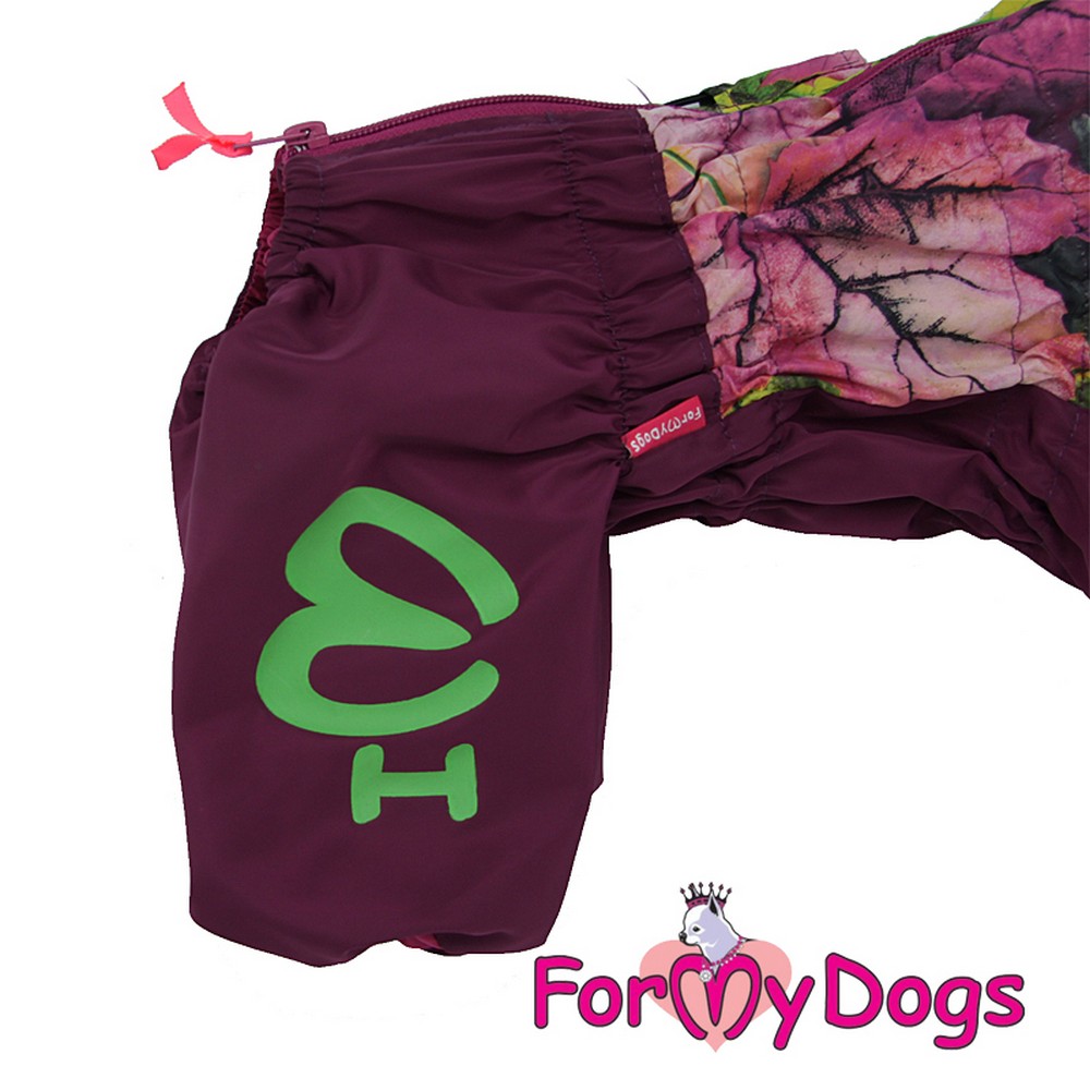 ForMyDogs Дождевик "Листья" бордовый для девочек 341SS-2018 F
