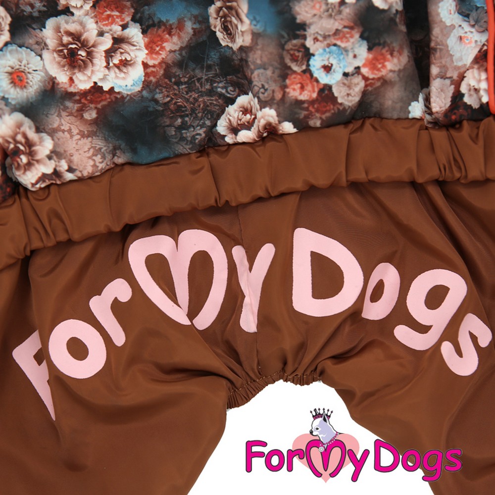ForMyDogs Дождевик "Цветы" коричневый для девочек 291SS-2018 F