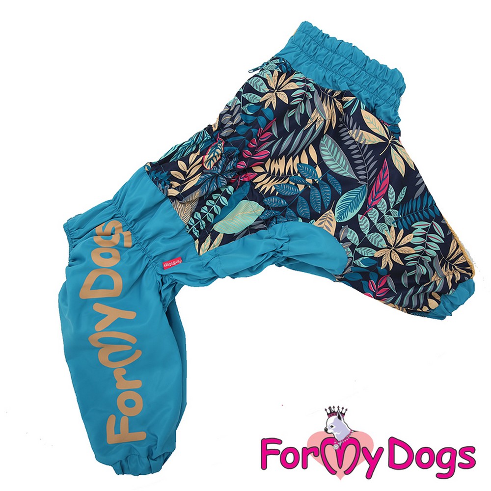 ForMyDogs Дождевик BIG "Листья" голубой для мальчиков 309/2SS-2018 M