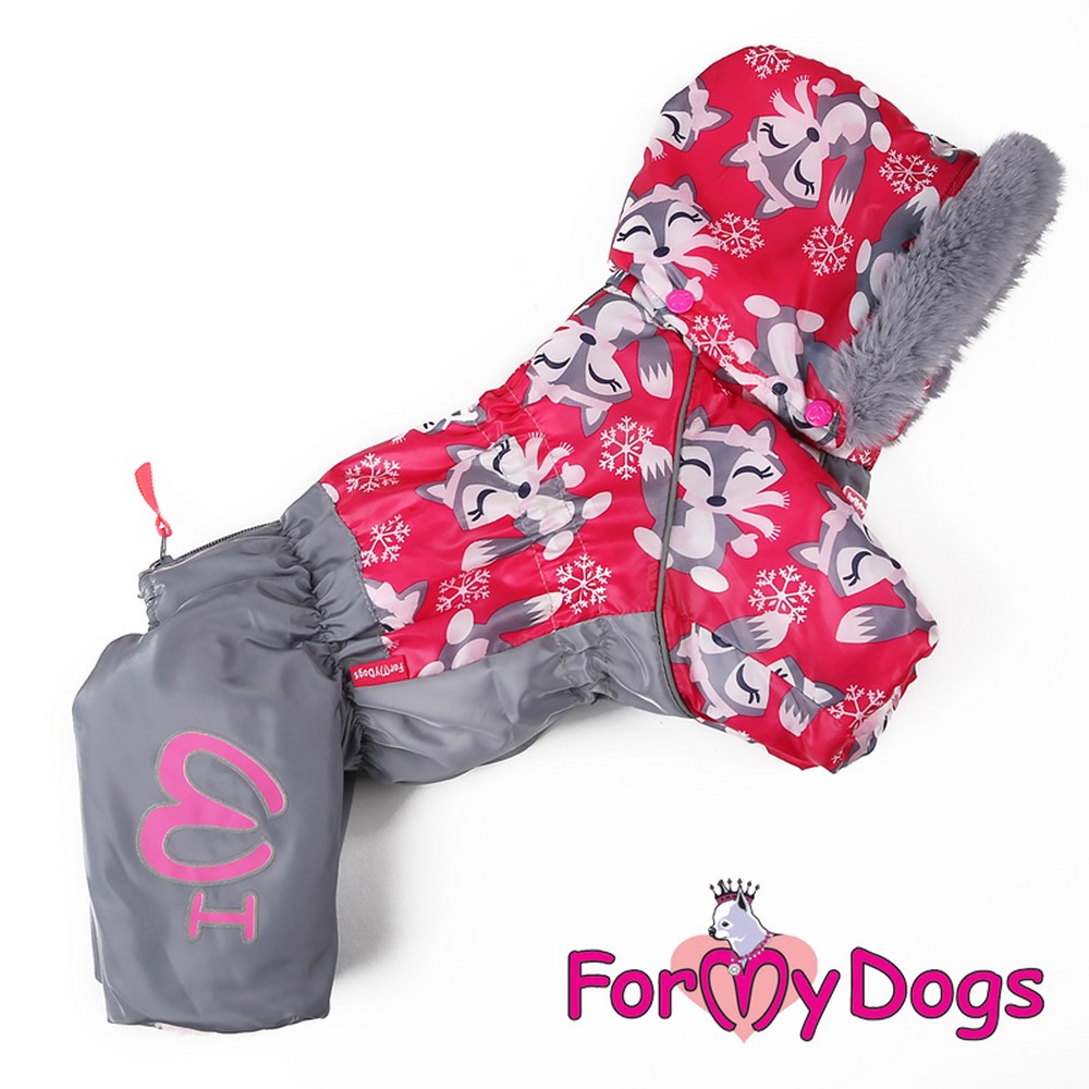 ForMyDogs Комбинезон "Лисички" серо/розовый для девочек