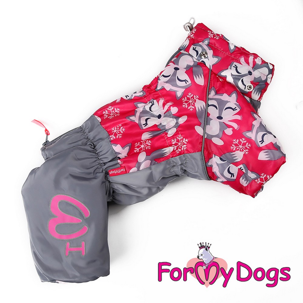 ForMyDogs Комбинезон "Лисички" серо/розовый для девочек