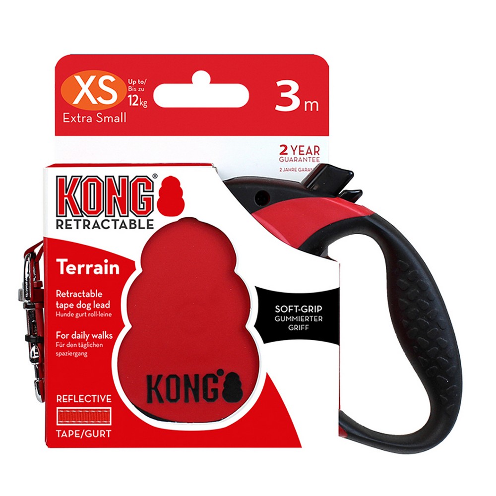KONG РУЛЕТКА TERRAIN XS (ДО 12 КГ) ЛЕНТА 3 МЕТРОВ КРАСНЫЙ