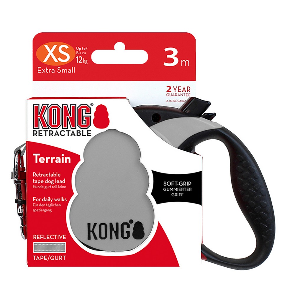 KONG РУЛЕТКА TERRAIN XS (ДО 12 КГ) ЛЕНТА 3 МЕТРОВ СЕРЫЙ