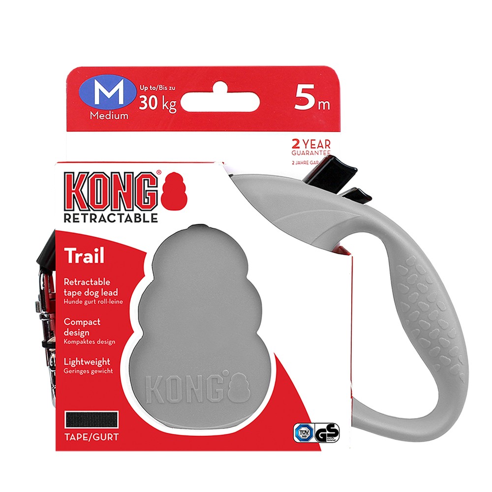 KONG РУЛЕТКА TRAIL M (ДО 30 КГ) ЛЕНТА 5 МЕТРОВ СЕРЫЙ