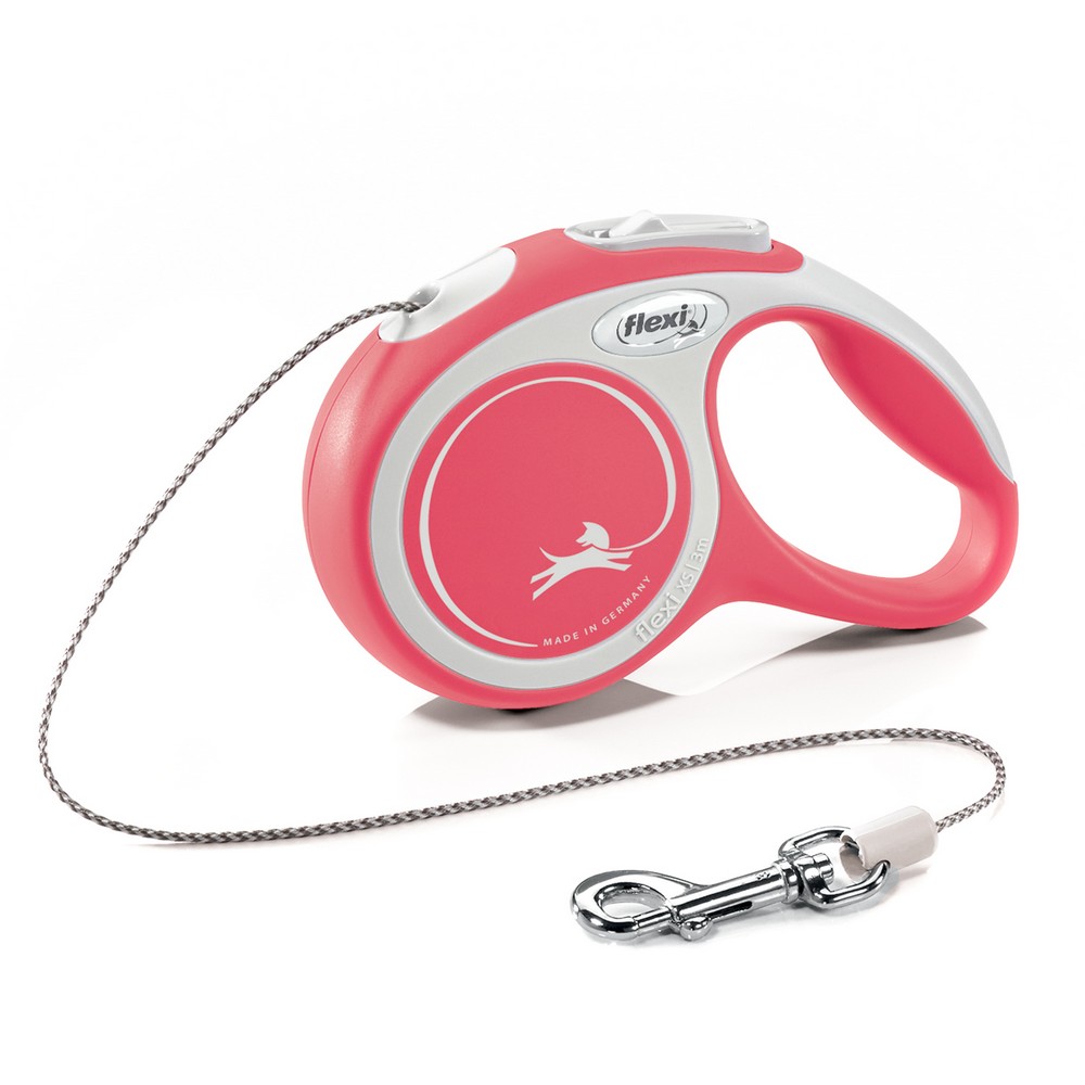 FLEXI рулетка NEW LINE Comfort XS (до 8 кг) трос 3 м серый/красный