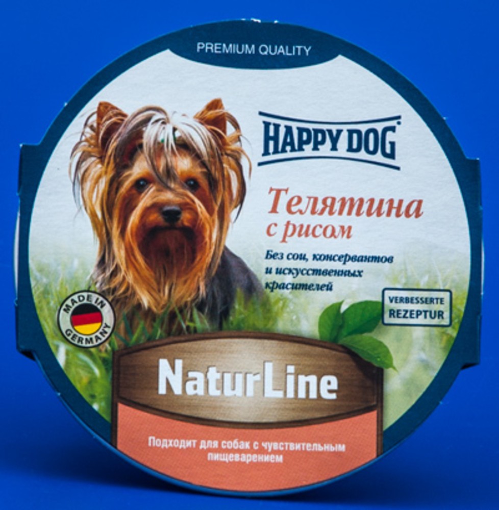 HAPPY DOG Консервы для собак Паштет Телятина с рисом 85гр
