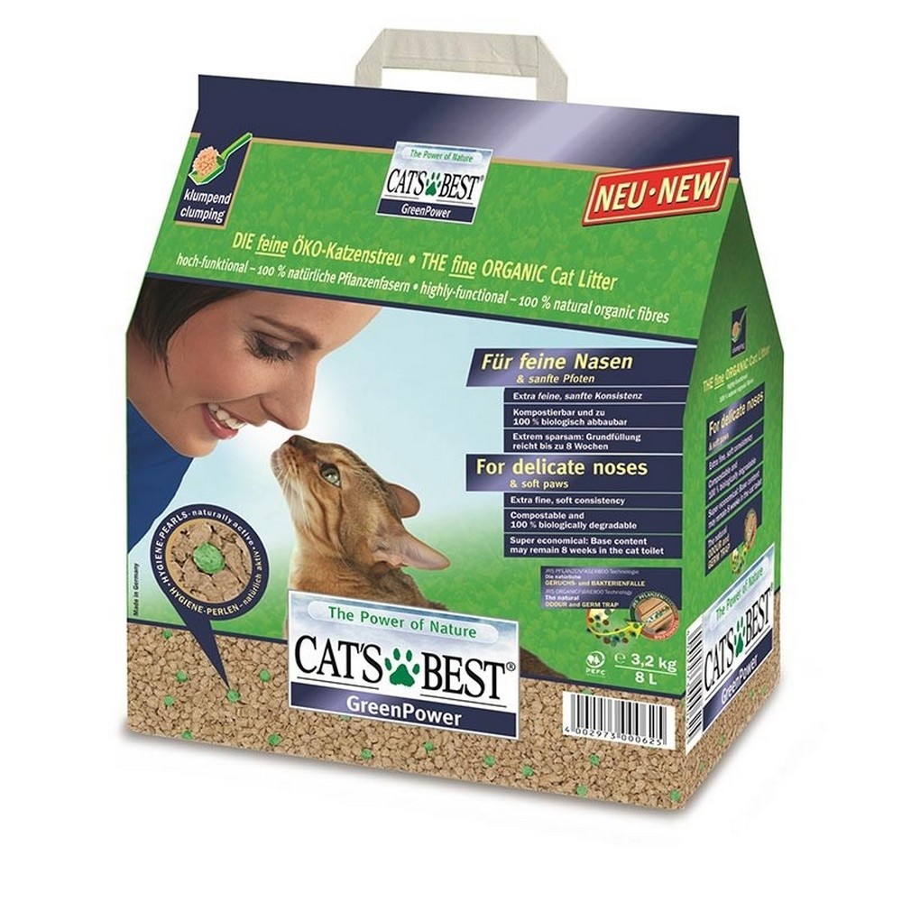 Наполнитель Cat's Best Green Power Древесный комкующийся для котят и кошек