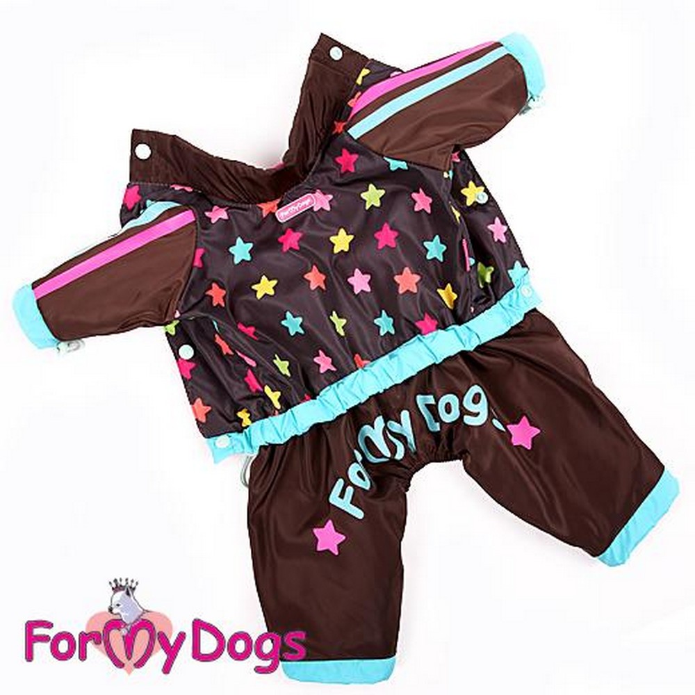 ForMyDogs Комбинезон "Звезды" коричневый на флисе для девочек р.8