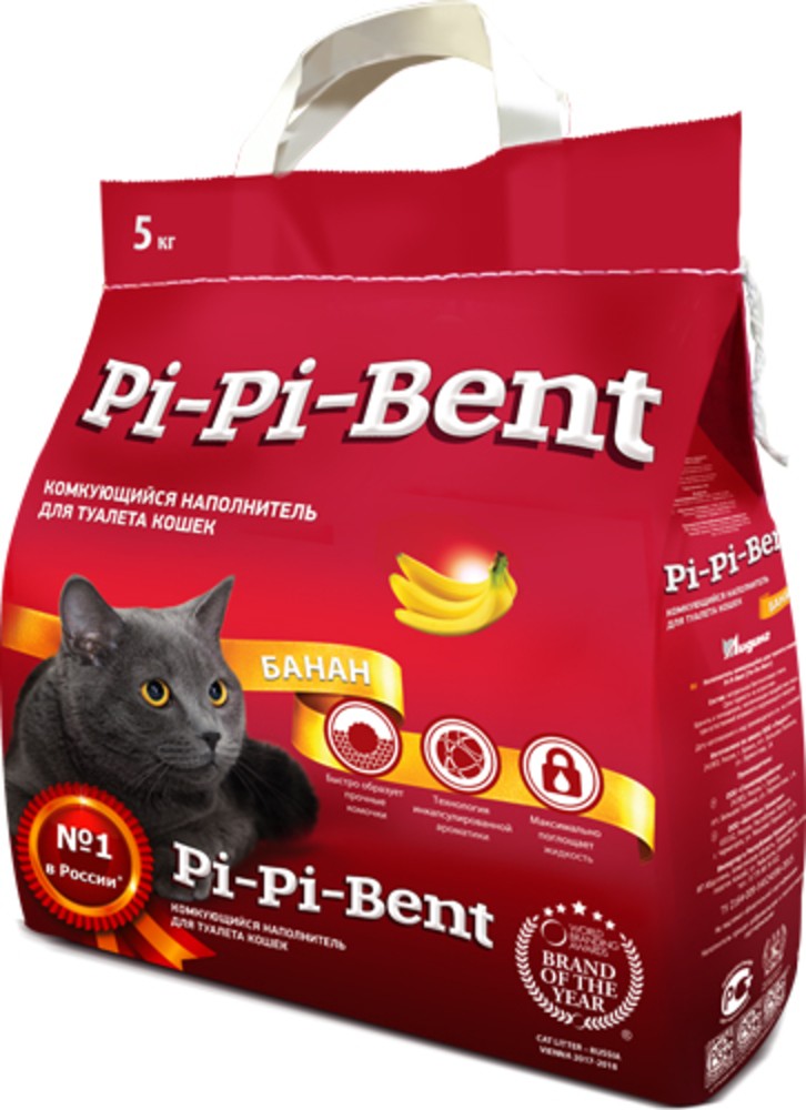 Pi-Pi-Bent Наполнитель Bananas комкующийся д/кошек ( крафт пакет)