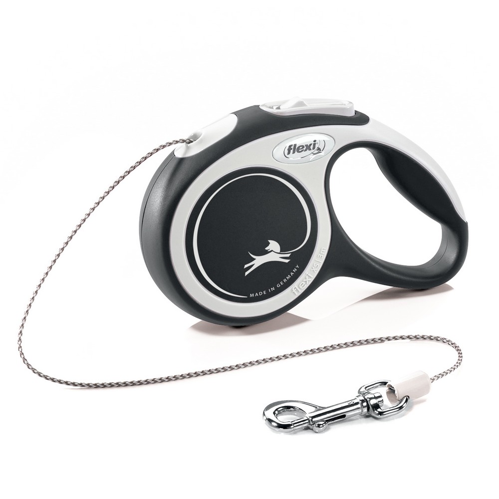 FLEXI рулетка New LINE Comfort XS(до 8 кг) трос 3 м серый/черный