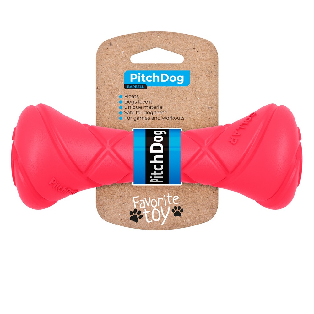 PitchDog игрушквая гантель для апортировки для собак длина 19 см, диаметр 7 см, розовая