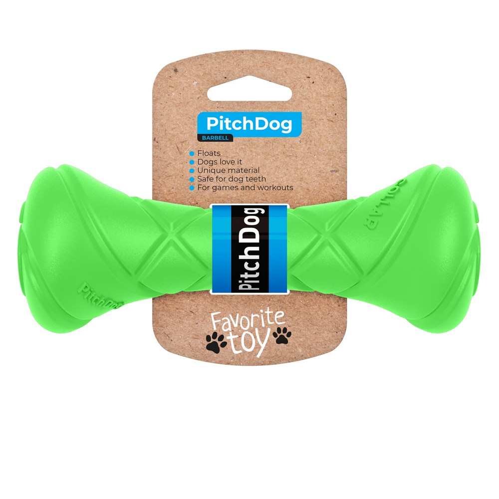 PitchDog игрушквая гантель для апортировки для собак длина 19 см, диаметр 7 см, зеленый