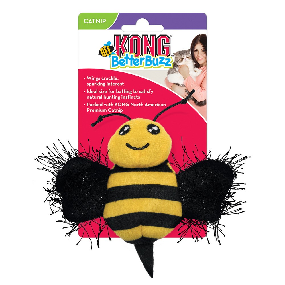 KONG Holiday игрушка для кошек BETTER BUZZ Пчела, хрустит, с кошачьей мятой