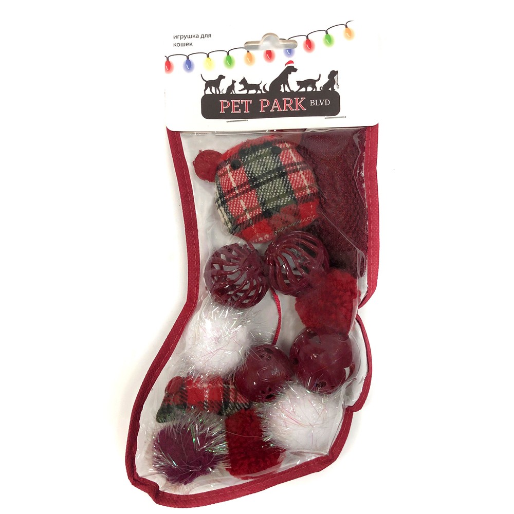 PETPARK ИГРУШКА ДЛЯ КОШЕК CHRISTMAS подарочный чулок (12 игрушек)