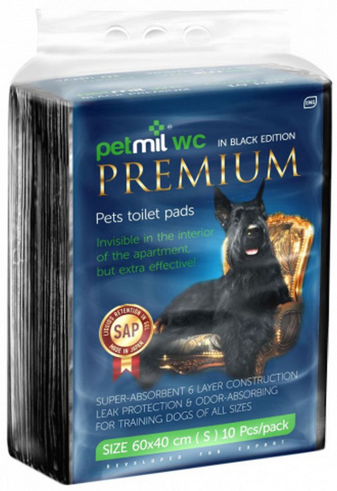 PETMIL WC Black Пеленка-туалет с гелем, подстилка впитывающая 10шт