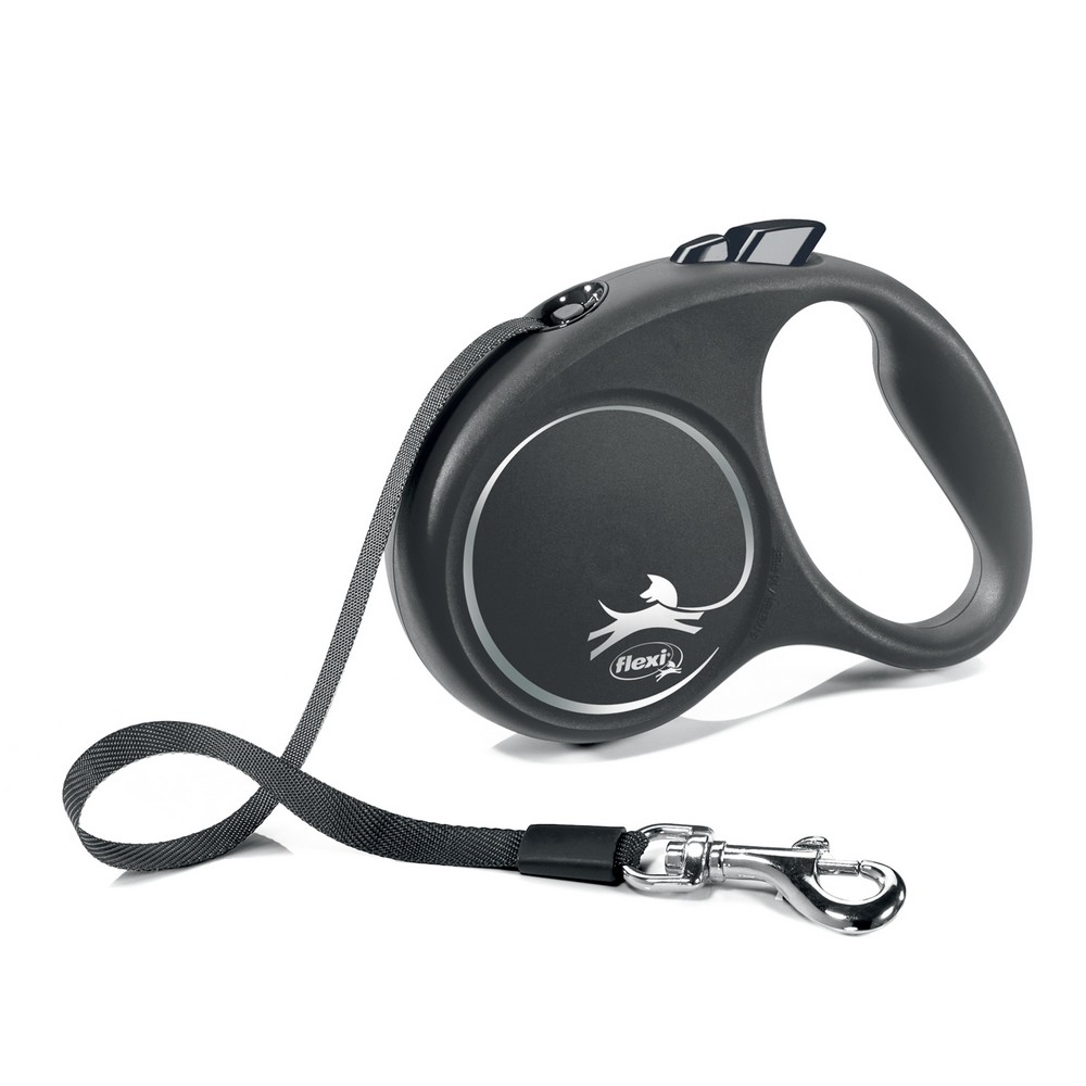 FLEXI рулетка Black Design S (до 15 кг) 5м лента черный/серебро FLEXI рулетка Black Design S (до 15 кг) 5м лента черный/серебро