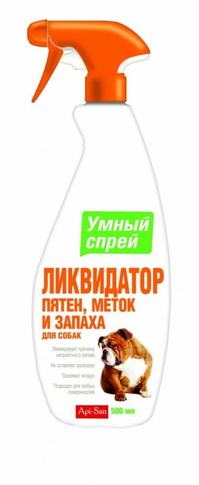 Api-San Умный спрей Ликвидатор пятен, меток и запаха для собак 500мл