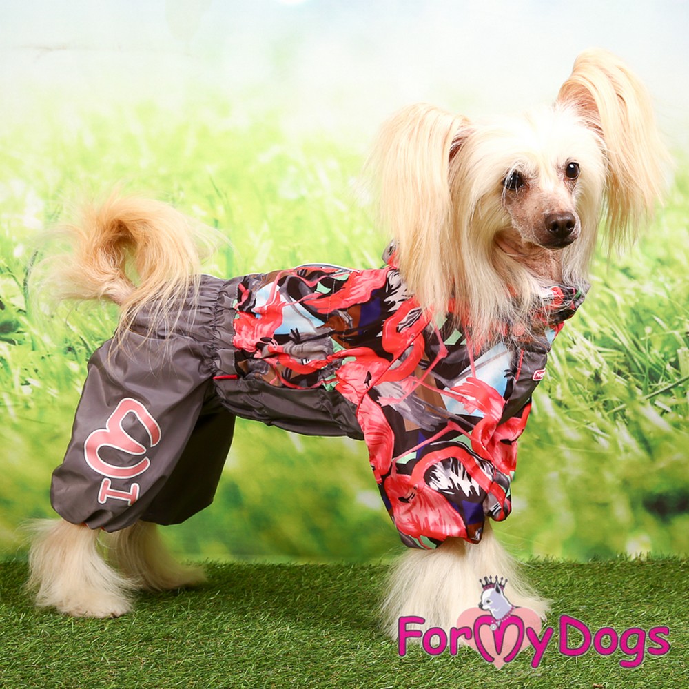 ForMyDogs Дождевик "Фламинго" серо/розовый для девочек 422SS-2020 F