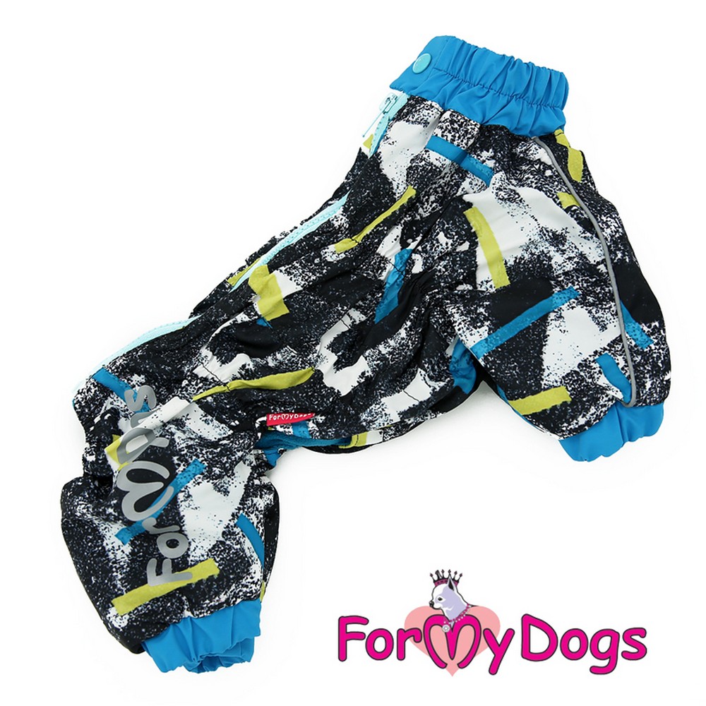 ForMyDogs Комбинезон черно/голубой на флисе для мальчиков р.20
