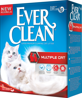 EVER CLEAN Multiple Наполнитель комкующийся для нескольких кошек (Красная полоса)