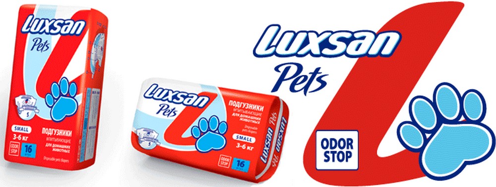 Подгузники LUXSAN Premium для животных Small 3-6 кг №16 /16шт