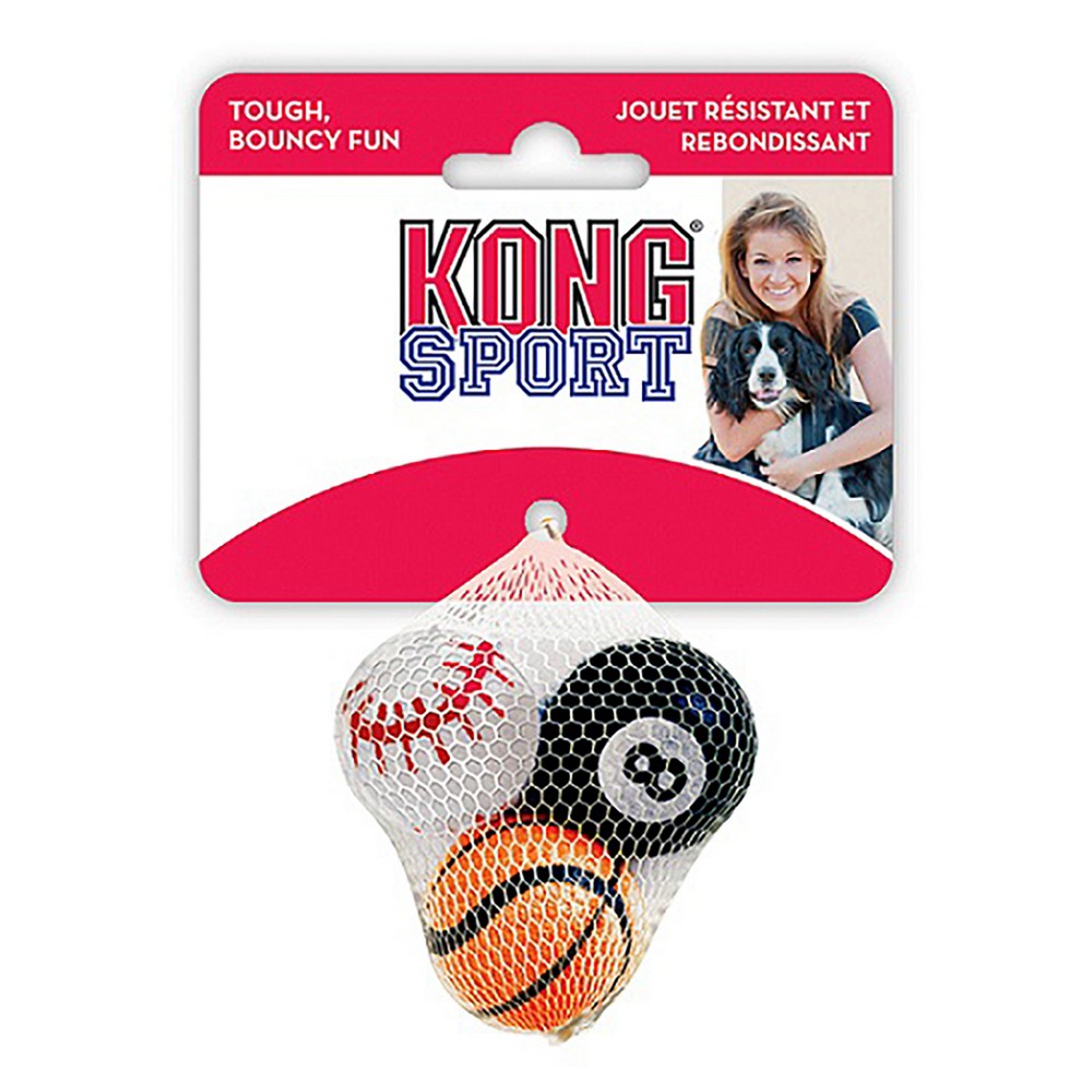 KONG игрушка для собак Air Sport "Теннисный мяч" очень маленький (в упаковке 3 шт.) 4 см без пищалки