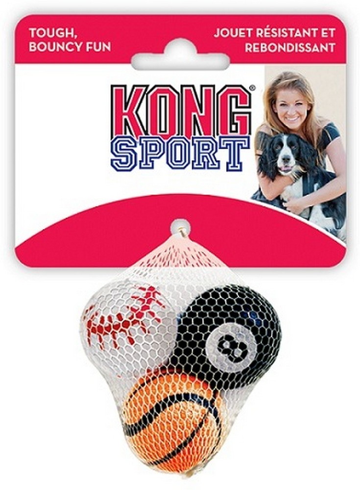 KONG игрушка для собак Air Sport "Теннисный мяч" очень маленький (в упаковке 3 шт.) 4 см без пищалки